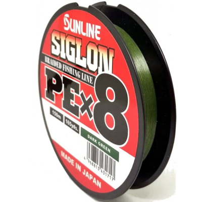 Плетёный шнур Sunline Siglon PEx8 Dark Green 150m #1.2/20LB