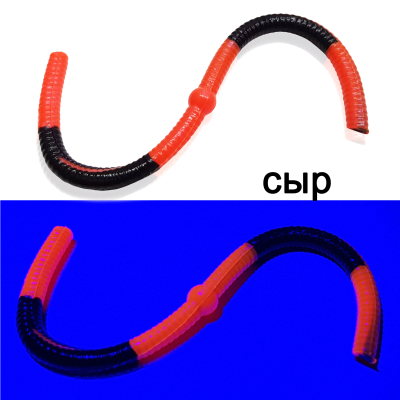 Силиконовая приманка Microfishing Worm Ball 4" - 10см. Черно-оранжевый Сыр