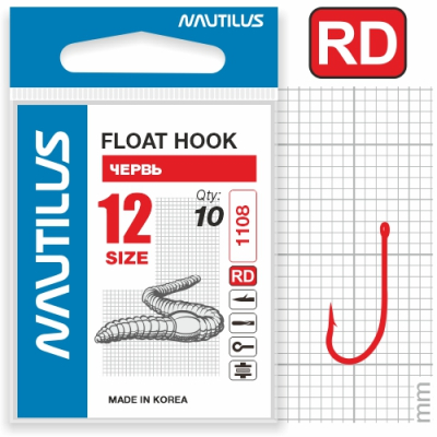Крючок Nautilus Float Червь 1108R №12