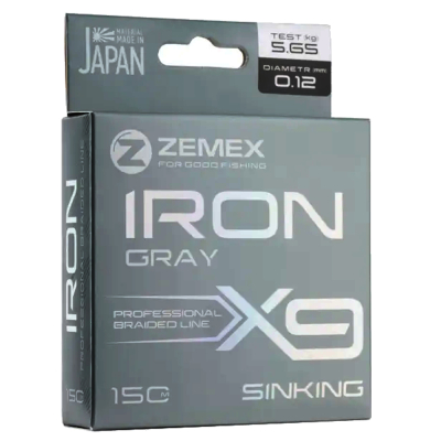 Плетёный шнур Zemex Iron X9 150m Gray, d 0.12 mm