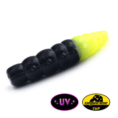 Личинка Rampage Trout Hunting Battle Pupa 1.7" цв.#105 - Black / Chartreuse UV