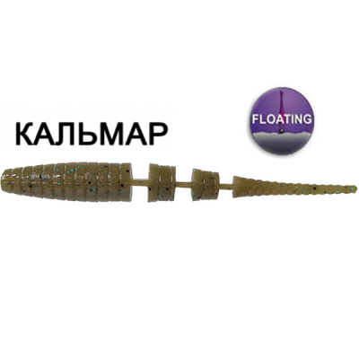 Силиконовая приманка Crazy Fish Polaris 3" 24-68-42-6-F кальмар цв. green pumpkin bl. (зеленая тыква син.) плавающая