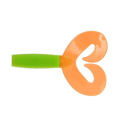 Силиконовая приманка Helios Credo Double Tail 3,54"/9 см Lime & Orange 5шт. (HS-28-020)