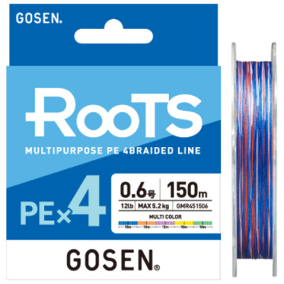 Шнур PE Gosen Roots PEx4 5colors 150m #1.2 21 LB