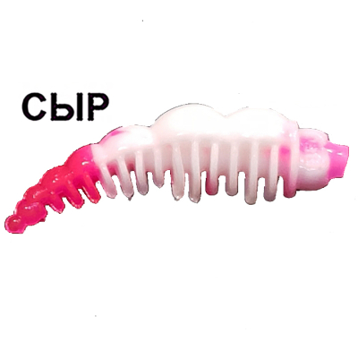 Силиконовая приманка Boroda Baits Larva Double Color цв. Белый/Ярко-розовый,  аттр. Сыр.