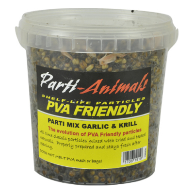 Консервированная приманка Cotswold Baits PVA Friendly Parti Animals Parti Mix Garlic & Krill 1,2L C (криль зерно конопля кукуруза чеснок пшеница)