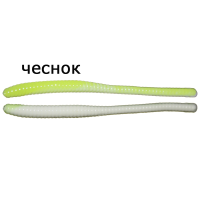 Мягкая приманка MicroFishing Trout Worm 2,25" - 12шт. Белый-шартрез (двухцветка) Чеснок
