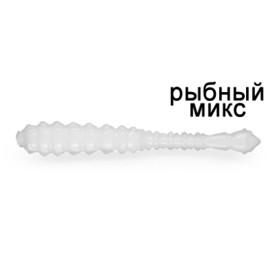 Силиконовая приманка Ojas Bony Leech 55, White (fluo), 12шт/банка, аромат Рыбный микс