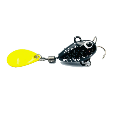 Тейл-спиннер UF Studio Hurricane 10g цв. Black glitter+yellow fluoro blade