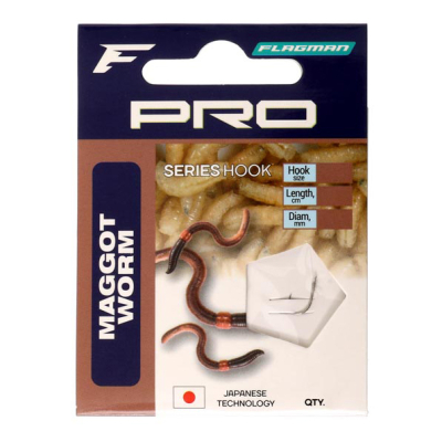 Готовый поводок Flagman Pro Maggot Worm Hooks №16 7шт