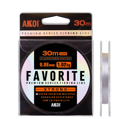 Леска Akkoi Favorite Strong 30m clear (прозрачная) 0,10 mm (1,28 kg)