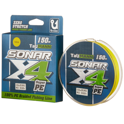 Леска плетёная TauMANN Sonar PE X4 150m Yellow #2.0 (0.23mm)