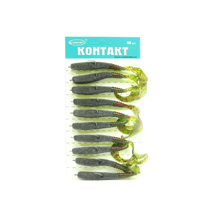 Поролоновая рыбка Контакт 8 см черная с твистером Green