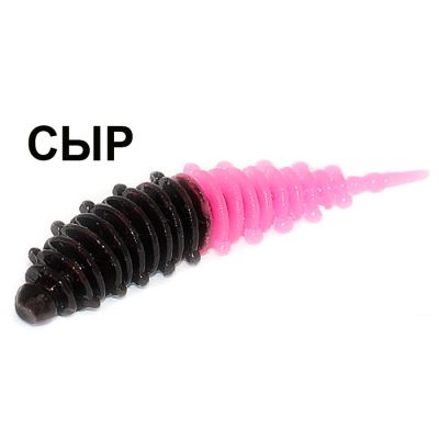 Мягкая приманка Boroda Baits Ayra Double Color цв. Чёрный/Ярко-розовый, аттр. Сыр, 8 шт./уп.