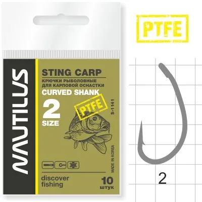 Крючок Nautilus Carp Curved Shank 1141PTFE № 2