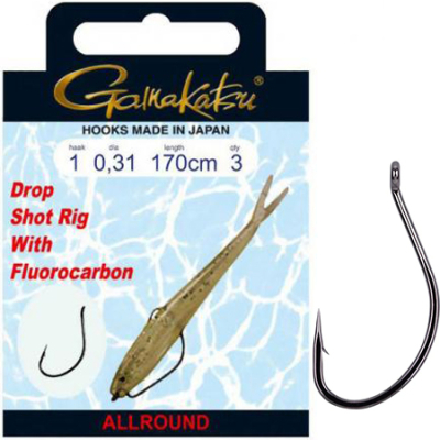 Крючки с поводком Gamakatsu Booklet Dropshot Worm39 разм. 02-0.26мм 170см 3шт.