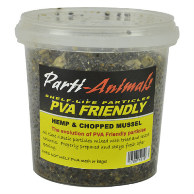 Консервированная приманка Cotswold Baits PVA Friendly Parti Animals Hemp & Chopped Mussel 1,2L CB03 (семена конопли с резанными мидиями)