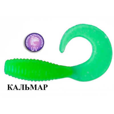 Силиконовая приманка Crazy Fish Angry Spin 1" 20-25-81-6  кальмар цв. toxic green (токсичный зелёный)