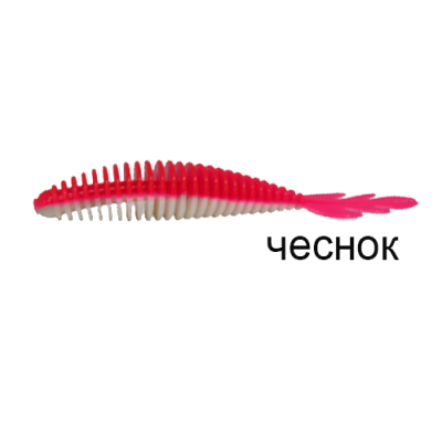 Мягкая приманка MF_pro Ribs swim 3.15" - 8см. белый-розовый Чеснок
