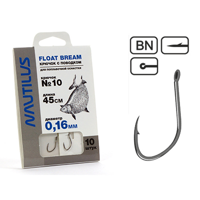 Крючок с поводком Nautilus Float Bream NSH1105-10 0.16мм 45см