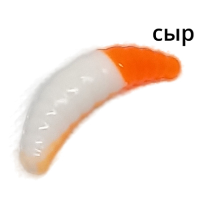 Мягкая приманка Trout Zone Maggot 1,6" Сыр белый/оранжевый