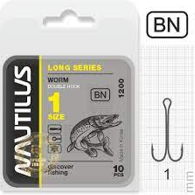 Крючок двойной Nautilus  Double Long series Worm 1200 №1