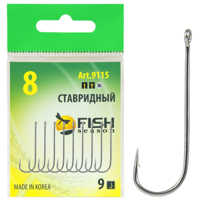 Крючок Fish Season (Ставридный) с ушком, №6, покрытие Ni (8 шт)