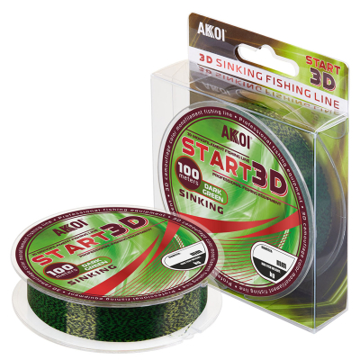 Леска Akkoi Start 3d 100m Dark-Green 0.30mm (14.3kg)