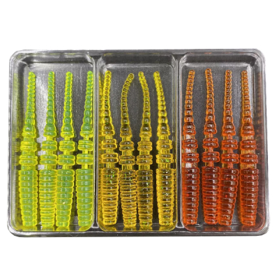 Силиконовая приманка МикроDжиг 3-х набор JavaStick 2.0" 50мм цвет Желтый Прозрачный+Мёд+Янтарь