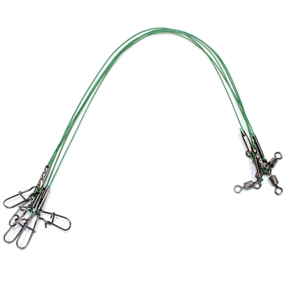 Поводок стальной NAMAZU Leader 1х7 Nylon Coated Green, d-0,45 мм, L-20 см, test- 23 кг (уп. 5 шт.)