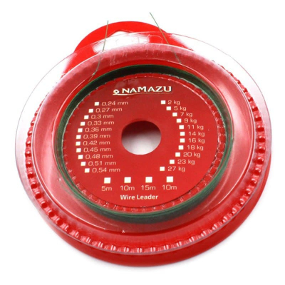 Поводковый материал «Namazu» 1х7, d-0,39 мм, L-5 м, цв. зеленый