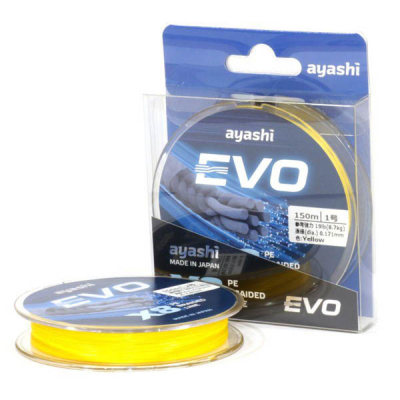 Плетеный шнур Ayashi Evo-X8 Yellow 150m d-0,132mm