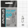 Застежка Nautilus Nice Snap black nickel size # 00 тест 9кг