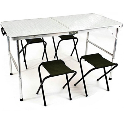 Стол ПКНГ Ст-03+ 60*120 алюминий +4 табурета, сталь