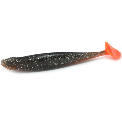 Силиконовая приманка Boroda Baits Anchous 75мм цвет ЧЕРНЫЙ/ЯРКО-ОРАНЖЕВЫЙ (Black/Fire Orange)