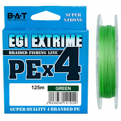 Леска плетеная BAT PE EGI EXTRIME N Green 125м., 0,06мм. 4.0kg.
