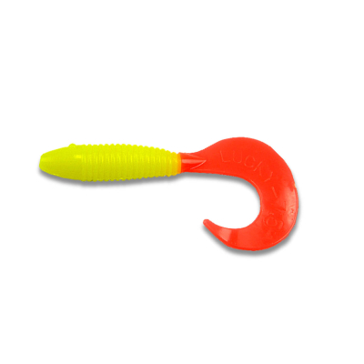 Силиконовая приманка Mann's Lucky 80 цв. лим-флуоресц с св-красн хв, упак ( 4 шт). Lucky80_17