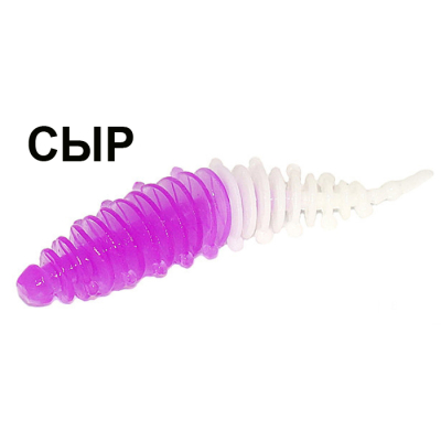 Мягкая приманка Boroda Baits Ayra Double Color цв. Лиловый/Белый аттр. Сыр, 8 шт./уп.