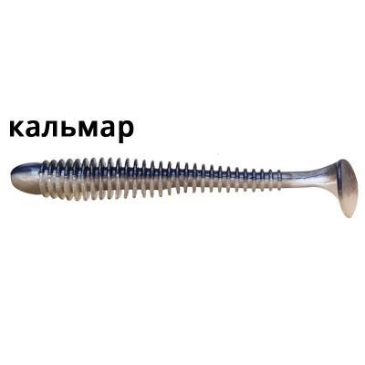Силиконовая приманка Crazy Fish Vibro Worm 4'' 75-100-17d-6 кальмар цв. black fish (черная рыба)