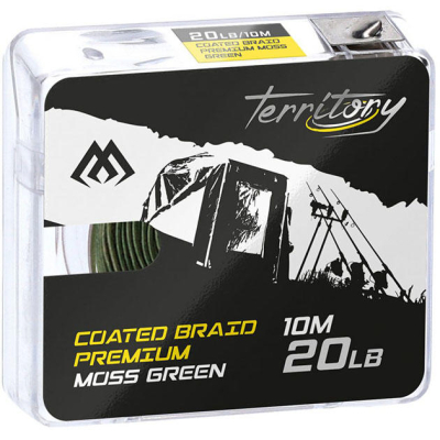 Поводочный плетеный шнур Mikado Territory Coated Braid Premium Темно-зеленый 10м (мягкий в оболочке, 20LB, AMC-CBP20M/G)
