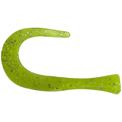 Хвост силиконовый для Strike Pro Guppie Jr 9см 3,4гр. цвет шартрез с блестками 4шт