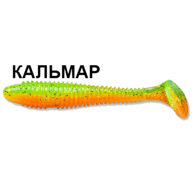 Силиконовая приманка Crazy Fish Vibro Fat 4" 14-100- 5d-6 кальмар цв. orange-chart (оранж-шартрес)