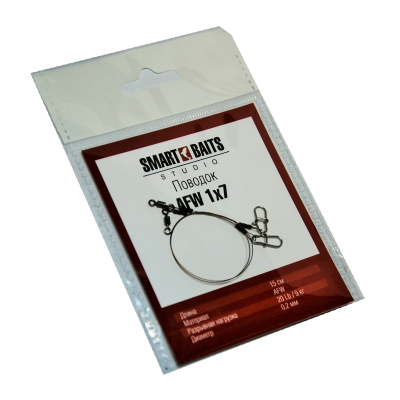 Поводок Smart Baits AFW 1x7 20lb/9кг. 15см