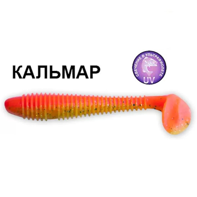 Силиконовая приманка Crazy Fish Vibro Fat 4" 15-100-15d-6 кальмар цв. fire orange (огненный апельсин)