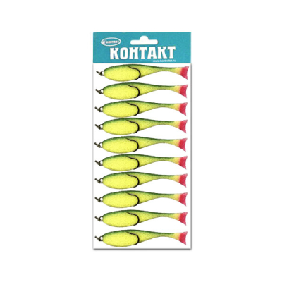 Поролоновая рыбка Контакт (двойник) 10 см. желто-зеленая