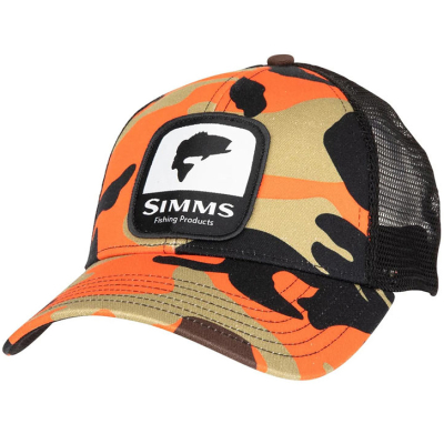 Кепка Simms Bass Patch Trucker, Woodland Camo Flame