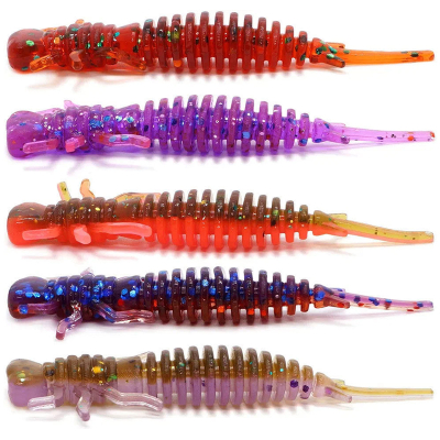 Силиконовая приманка Kosadaka Larva 50 цвет MIX2: DGR, FP, GLV, RB и SMO по 2шт.