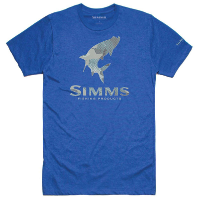 Футболка Simms Tarpon Hex Flo Camo T-Shirt, Royal Heather, XXL