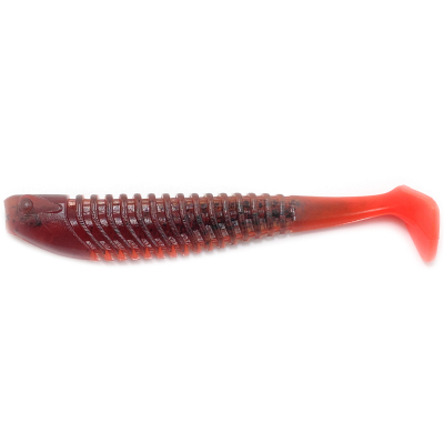 Силиконовая приманка Boroda Baits Yakudza 110 mm МАШИННОЕ МАСЛО/КРАСНЫЙ (Motor Oil/Red)