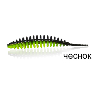 Силиконовая приманка MF_pro Ribs swim 2" - 4,5см. Black/Chartreuse Чеснок